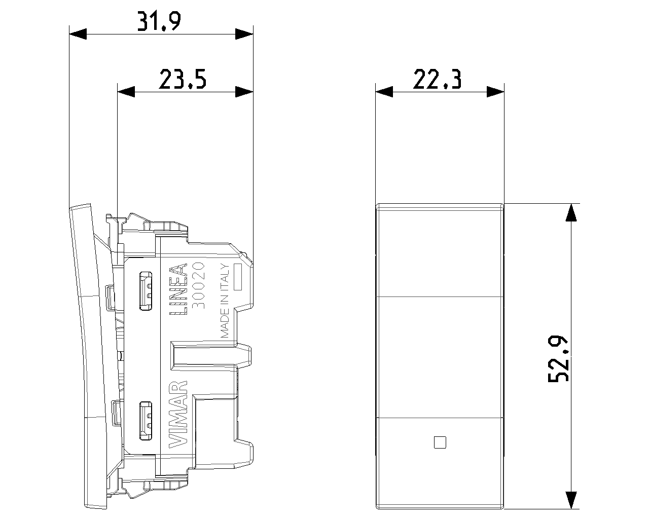 Interruttore 1P 10 AX 250 V~ illuminabile basculante Vimar Linea bianco-nero-canapa 30020.B/G/C Interruttore 1P 10 AX 250 V~ illuminabile basculante Vimar Linea bianco-nero-canapa 30020.B/G/C
